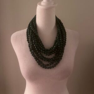 Chic Multi-Strand emerald green Beaded Necklace